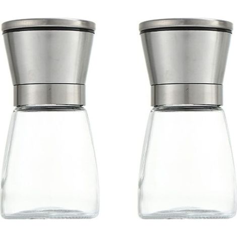 Pfeffermühle aus Edelstahl, manuelle Salz- und Gewürzmühle, Salz- und Pfefferstreuer, Gewürz- und Kräutermühle, 2-teilig (1/4)
