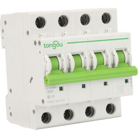Disjoncteur 16A Tetrapolaire,Fournitures Industrielles Tomc7-63 4P C Type 6Ka Disjoncteur Miniature Protection Contre Les Fuites Interrupteur d'air, Génie électrique et électrique (25A)