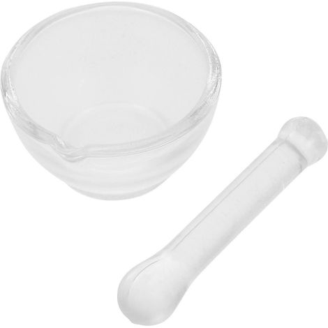 mortier et pilon en verre de laboratoire pour le broyage et le mélange, à usage scientifique. (1/4)