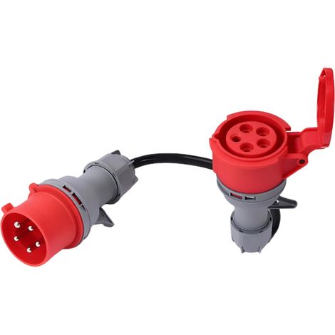 Adaptateur CEE 32 A vers 16 A, 5 Broches Mâle à Femelle Triphasé, IP44, 400 V, 5 x 2,5 mm², Réducteur Industriel pour Chantier, Camping-Car, Atelier, Maison, Extérieur (1/5)