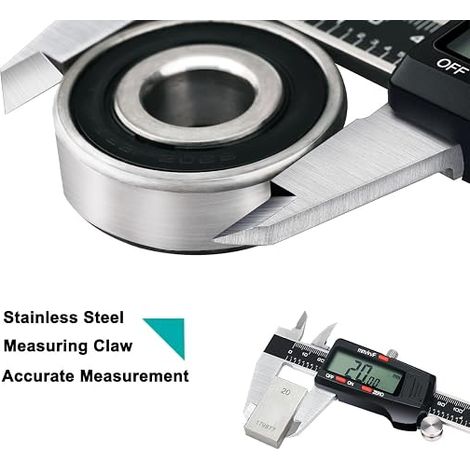 Digital Vernier Caliper 150 mm, LCD Display, mm/inch/fraction, Digital Tool Micrometer, Automatic, Steel (1/4)