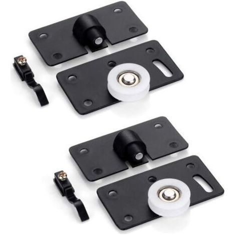 2 Paires de Poulies pour Porte Coulissante Roulettes en Acier pour Armoire, Placard et Fenêtre (1/5)