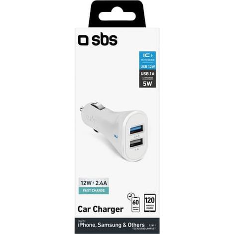 Ladegerät fürs Auto SBS TECR2USB24AWFAST 2400 mAh Weiß (1/3)