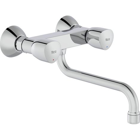 MEZCLADOR EXTERIOR COCINA O LAVADERO BRAVA CON CAÑO INFERIOR + AIREADOR CROMADO (1/2)