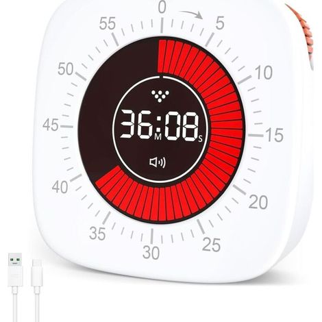Kindertimer, visueller Timer mit Countdown, 60-Minuten-Timer mit lautloser Zeitanzeige, 3 Erinnerungsmodi, Schnelleinstellung, wiederaufladbarer Timer (1/4)