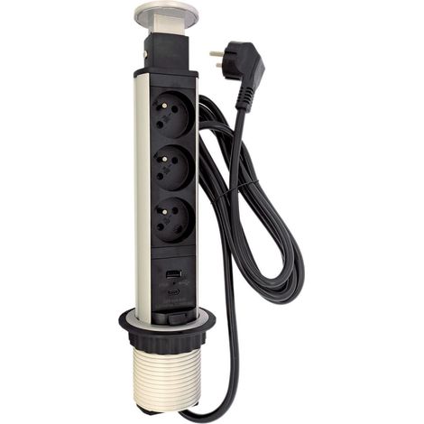 Ausziehbarer Steckdosenblock – 3 Steckdosen Ausziehbarer Steckdosenblock – 3 Steckdosen Ausziehbarer Steckdosenblock – 3 Steckdosen 2p+t – 1 USB – 1 USB C (1/2)
