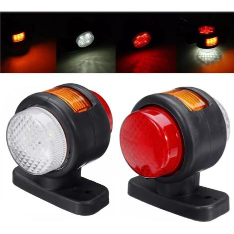Lot de 2 feux de position à LED (cornets) 12–24 V avec trois feux en blanc, jaune et rouge