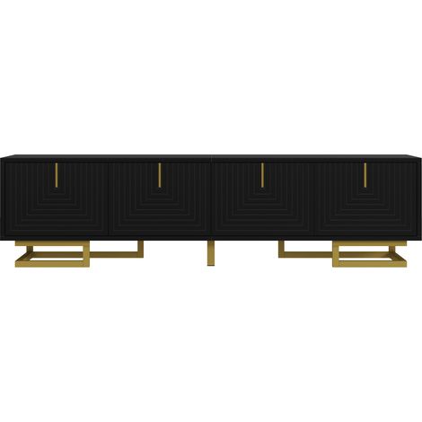 ELVMI Mobile TV con 4 Ante e Ripiani, Cerniere Ammortizzate, Piedini Regolabili, per Soggiorno, 160 × 38 × 44.5 cm (1/4)