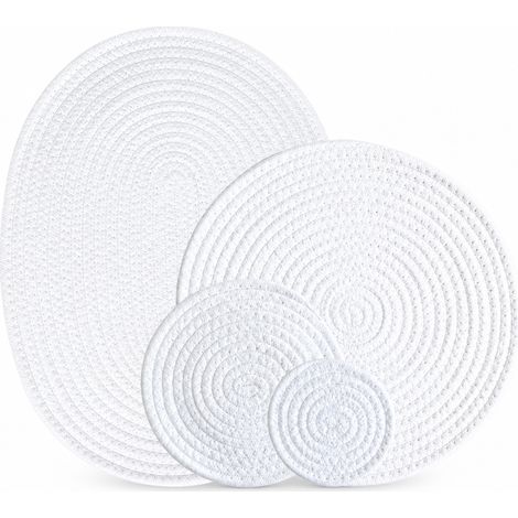 dessous-de-plat isolant blanc dim. 11.0 x 11.0 x 0.8 cm en coton
