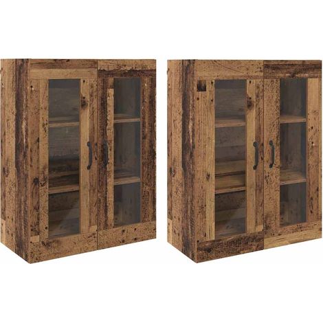 2 pcs Buffet，Bahut， Armoires Murailles Bois ancien 69,5 x 34 x 90 cm CFW83637 (1/5)