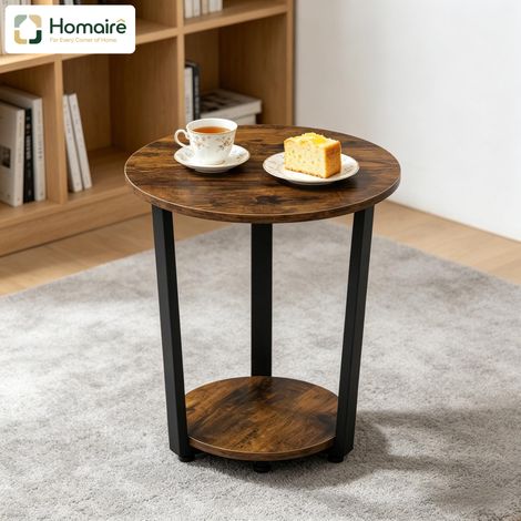 Brauner Esstisch aus Metall und Holz 50 x 50 x 53 cm HOMAIRE (1/5)