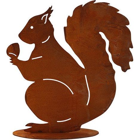 Figurine Écureuil Décoratif en Métal Patine Rouille Décoration Automne pour Jardin et Maison 32 cm - PANGIVO (1/5)