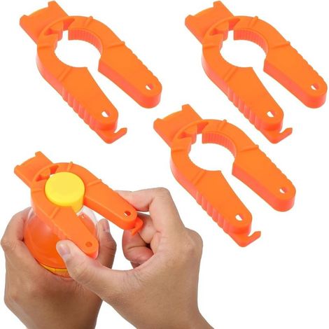 Lot de 3 Ouvre Bouteille 3 en 1 Multifonctionnel Ouvre-Bouchon Facile à Utiliser pour Personnes âgées et Arthrite, Orange, Plastique (1/5)
