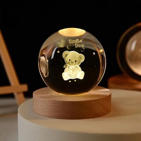 Boule de cristal 3D de 6 cm, gravée au laser, décoration de bureau pour la maison (1/2)