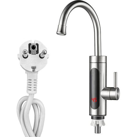 Robinet électrique avec Chauffe-eau Instantané,Robinet de Cuisine 220 V 3000 W chauffe eau instantané electrique avec 360° Affichage de la Température LED,pour cuisine,salle de bain [Classe énergétiqu (1/5)