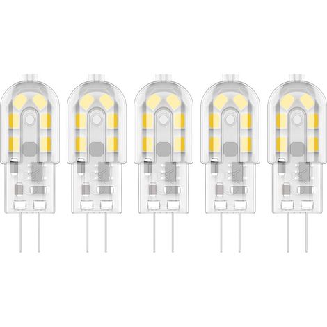 5X G4 Ampoule LED 2W Ampoule Lampe 12 SMD 2835LEDs Blanc Chaud 3000K LED Lampe Économie d'énergie 200LM Spotlight AC/DC12V [Classe énergétique A+]