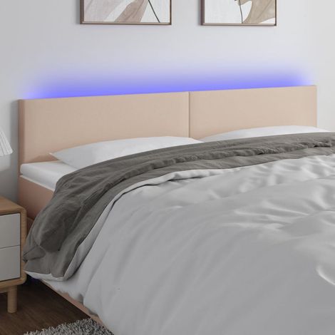 Tête de lit à LED-Panneau de lit avec lumière LED Cappuccino 160x5x78/88 cm Similicuir 400261 (1/5)