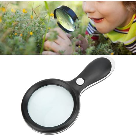 Loupe de poche 10x avec lumière, 18 LED, grand miroir noir et blanc pour la lecture et l'observation biologique. (1/5)
