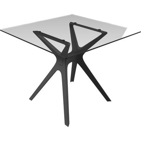 Mesa cuadrada interior 90x90 negro - cristal VELA S Resol