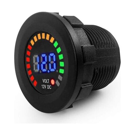 Voltmètre Testeur, Moto Voiture Voltmètre,12V avec panneau d'affichage numérique à LED, pour Bateau Marine Les Véhicules, Moto, Voiture (1/5)