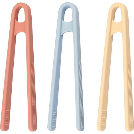 Kitchen Silicone Food Tongs, 3 x Mini Non-Slip Food Tongs Portable Non-Slip Tongs for Fruits Cooking Grilling Fine Motor Skills Lightweight Bread Snacks (1/5)