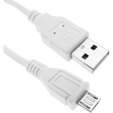Câble USB 2.0 A mâle vers MicroUSB mâle blanc 2m (1/5)