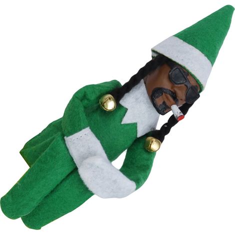Snoop on the porch - Weihnachtselfenpuppe, dekoratives Ornament aus Kunstharz und schwarzem Filz, beliebter grüner Stil. (1/5)