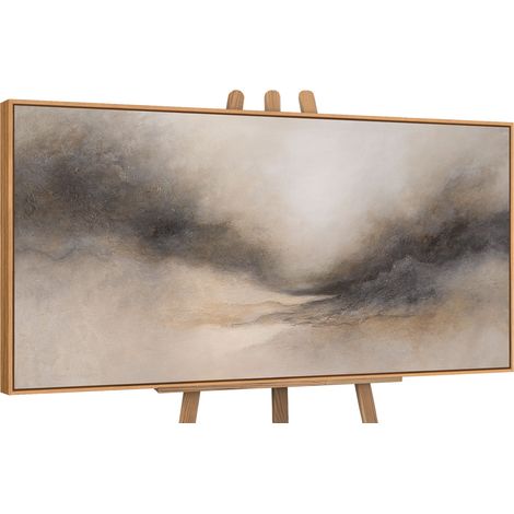 Gemälde Nebliger Morgen Rahmen Eichefarben 120x60 cm (1/5)