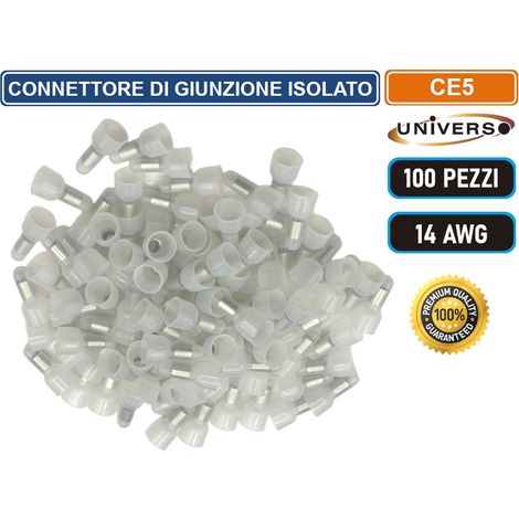 UNIVERSO CE5 CONFEZIONE 100 PEZZI CONNETTORE DI GIUNZIONE A CRIMPARE ISOLATO PER CAVI DA 14 AWG (1/5)