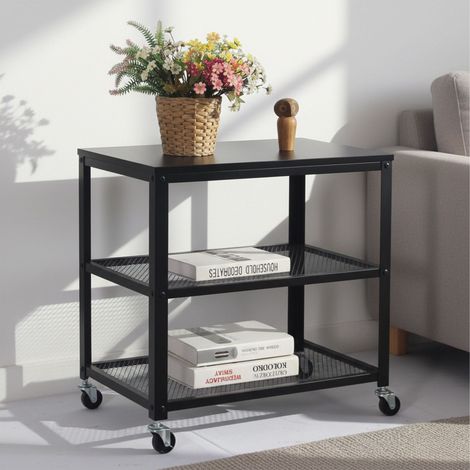 Carrello nero a 3 ripiani con ruote - unita di stoccaggio mobile (1/5)