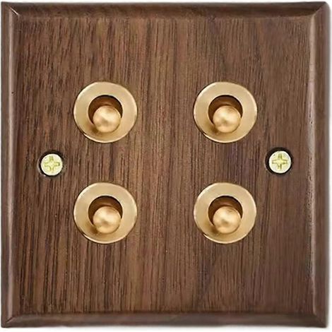 Retro-Wandpaneel aus Walnussholz mit Kippschaltern, 1 bis 4 Positionen, 2-Wege-Schaltung, Massivholz, doppelte Universalsteckdose B (1/5)