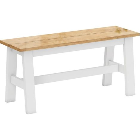 Panca in legno 2 posti finitura effetto rovere e struttura bianca 95x30x45 cm HOMVRA (1/4)