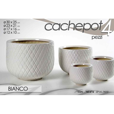 Set 4 cachepot bianchi Ø30/23/17/12 cm (1/2)