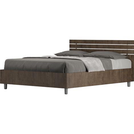 Letto Matrimoniale Francese 140x190 cm Senza Rete Ankel Testata Doghe Dritta Noce (1/5)