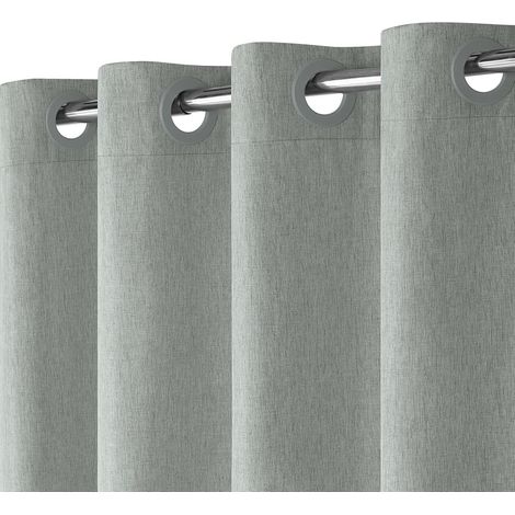 Rideau de Douche en Lin Texturé avec Revêtement Imperméable, Œillets Larges, 230GSM Rideaux Baignoire Tissu Rideau Salle de Bain Lourd, Ourlet Lesté, Lavable, Installation Facile, 183x191cm, Gris (1/5)