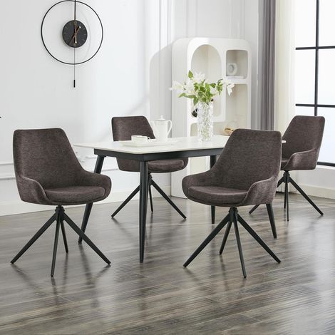 Esszimmerstühle 4er Set drehbar, modern, ohne Armlehnen, schwarz (1/5)