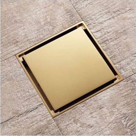 Siphon de Sol Or Caché Drain de Plancher Carrée Laiton Caniveau de Douche Anti-Odeur Drain De Douche pour WC Salle de Bain Cuisine, 4 Pouces,de dyk.Trywise (1/4)