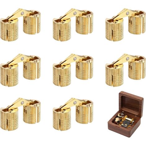 Lot de 8 mini charnières cachées en cuivre M8 En cuivre invisible Convient pour les armoires et les meubles Angle d'ouverture de 180 degrés (1/5)