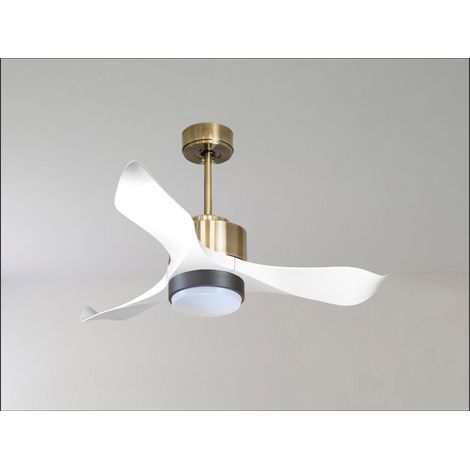Tenerife - Super destratificateur et ventilateur DC 132 cm Laiton pales bois noir sans Lumière 25 à 35 m² (1/5)