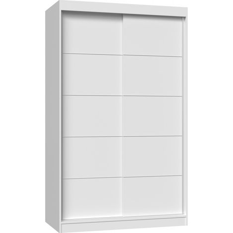 PAOLO - Armoire à 2 portes coulissantes - Penderie L 120 cm - Dressing de chambre 2 portes (1/4)