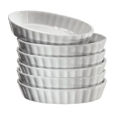 Kuchenprofi Set di piatti per crème brûlée bianco 14x8,5 cm