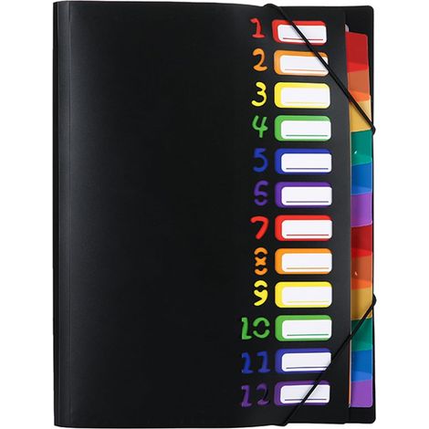 Trieur Accordéon 12 Compartiments A4 Trilleur scolaire Adaptés pour le bureau l'école les voyages longue distance l'extérieur portable et autres dossiers multifonctions (1/5)