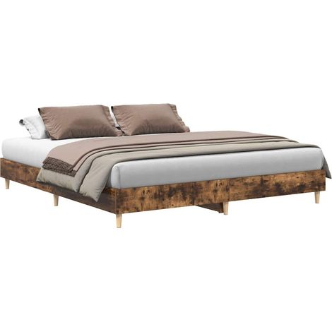 Maison Exclusive - Giroletto senza Materasso Rovere Fumo 160x200 cm in Truciolato (1/5)