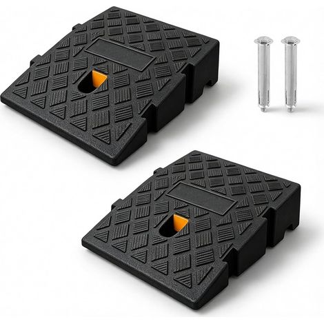Sidewalk Ramps, Door Sill Ramps, High Portable Rubber Door Sill Ramps for Public and Private Walking, with Expansion Dowels and Reflective Stickers, 25 x 27 x 7 cm (1/5)