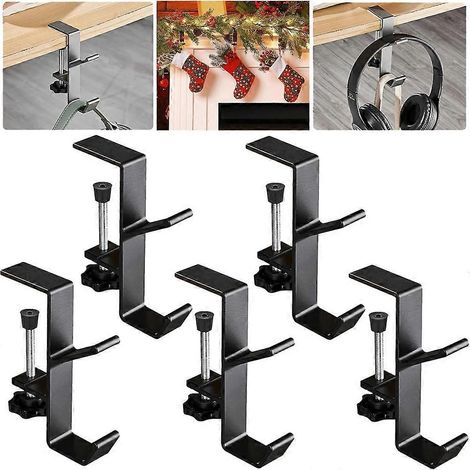 Supports de guirlande 2 en 1 pour chaussettes de Noël, sans perçage, pour cheminée, avec un système de fixation robuste et réglable. (1/5)