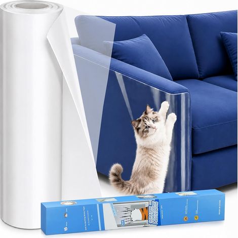 Kratzfeste Klebefolie für Sofas, transparenter Schutz 43 cm x 5 m, unsichtbar und rückstandsfrei entfernbar, ideal für Sofas, Tische und Schränke - schützt Ihre Möbel vor Katzen