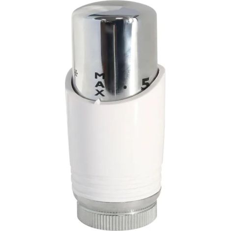 SOMATHERM FOR YOU, 601522801, Testa termostatica M30x1,5 design bianco/cromato per scaldasalviette o radiatore design, Design moderno, Dilatazione liquida, Connessione con passo M 30x1,5