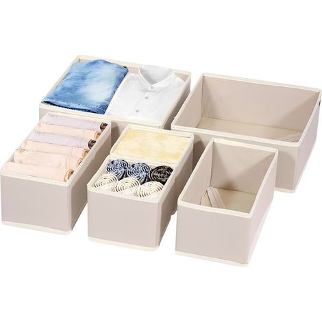 Boîtes de rangement pour tiroirs - Organisateur de tiroirs - Boîtes de rangement - Organisateur de tiroirs de penderie - Organisateur de vêtements - Tissu non tissé - Kaki (1/5)