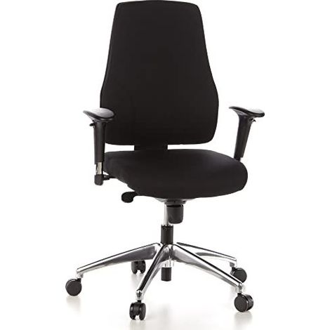 Siège de bureau / Siège pivotant PRO-TEC 200, tissu noir, aluminium poli hjh OFFICE