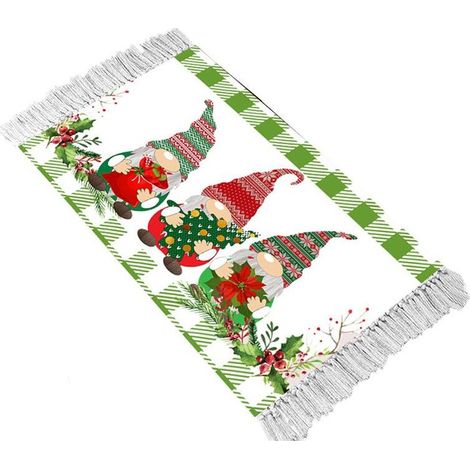 Tapis de sol rectangulaire lavable tissé à motif de nains de Noël - Style 3 50 x 80 cm (1/2)